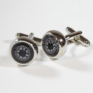 Gemelli Cufflinks Bussola Nera 100% Ottone